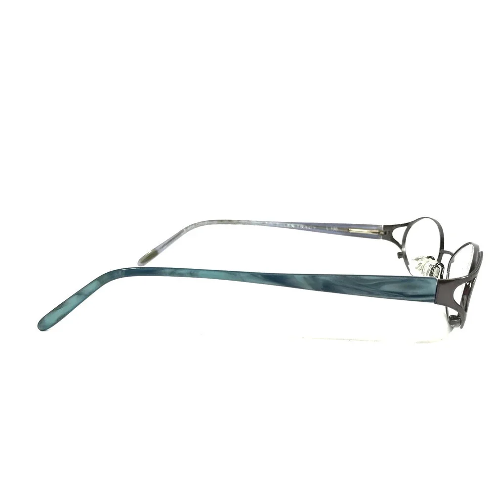 Ellen Tracy Eyeglasses Frames LUTETIA Gunmetal Gray Blue Oval Wire Rim 50-17-130